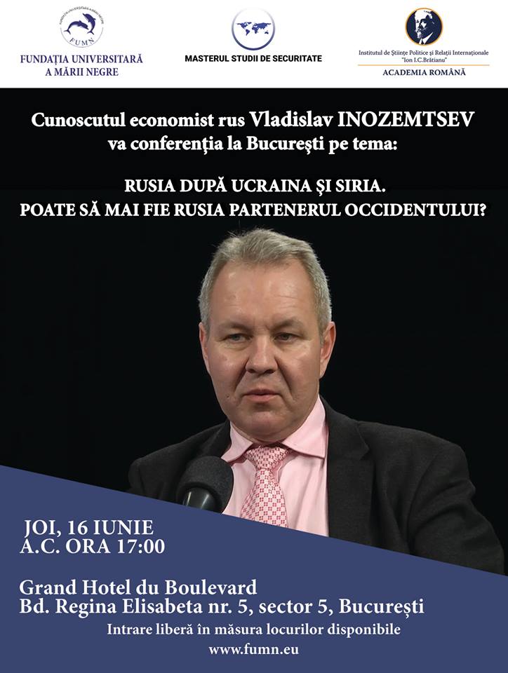 Afiș conferinta Vladislav Inozemtsev, 16.0.2016